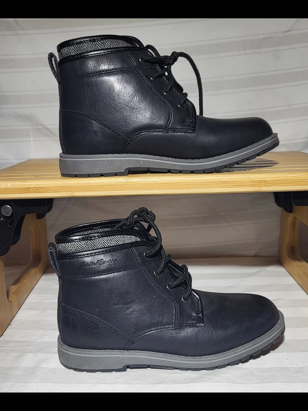 Kids Eddie Bauer Black Dress Boots With Gray Trim
